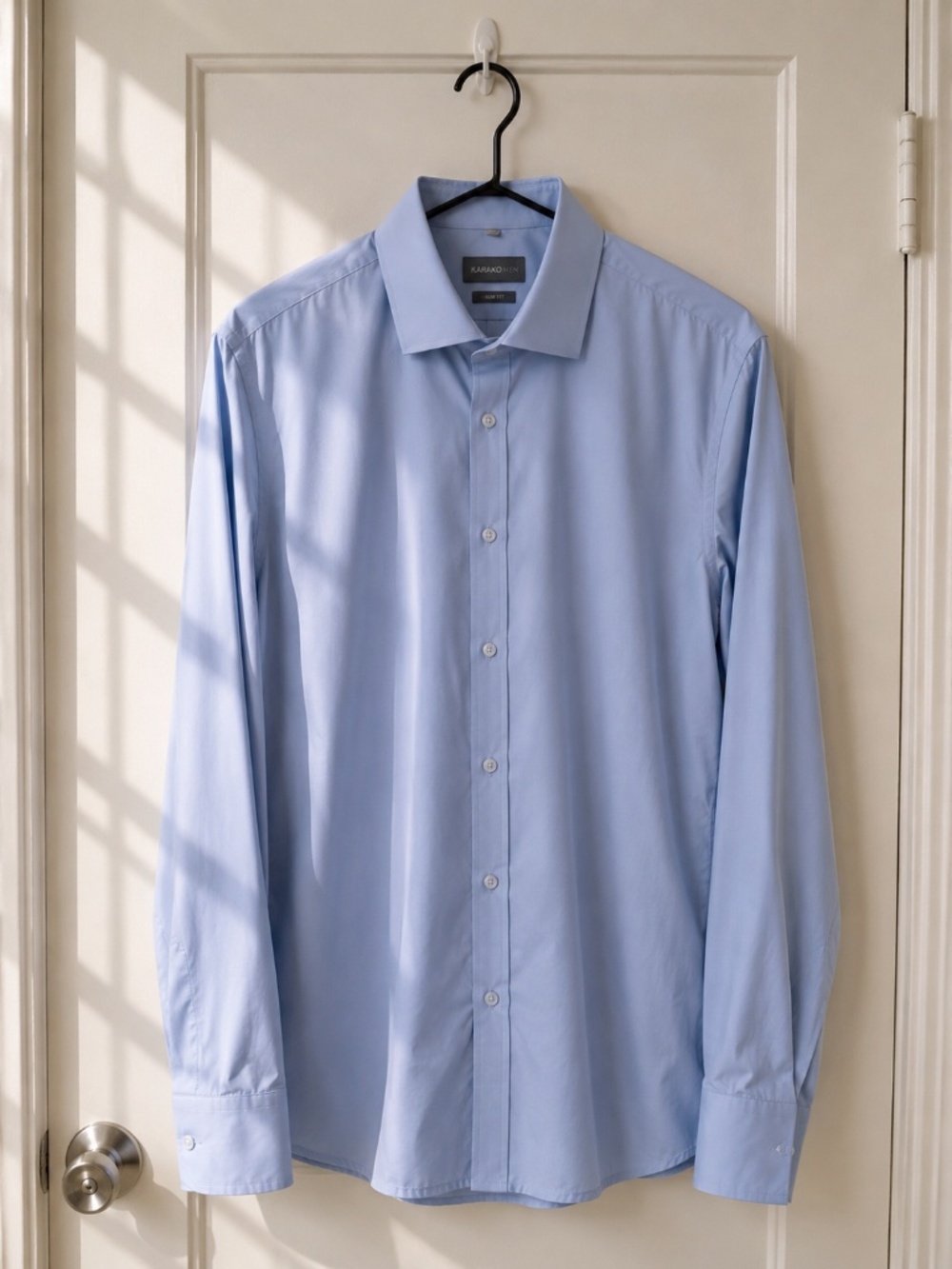 Karako Men's Light Blue Dress Shirt Slim 16" Neck 32/33